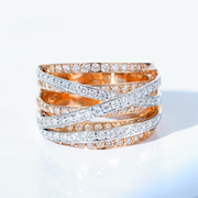 宝石矿工18k玫瑰金钻石(金钻石)戒指时尚个性，宽版钻戒au750真钻女戒