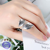 S925纯银手工复古泰银树叶子戒指个性夸张时尚宽面女食指开口指环