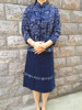 民族风蓝印花布女装长袖，对襟衬衫纯棉，中式上衣餐厅茶楼工作服