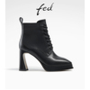 fed真皮时装靴冬季靴子系带高跟短靴厚底瘦瘦靴女R1002-ZF076