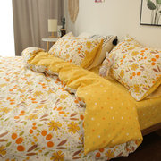 小清新床上三件套田园床单被套纯棉单人双人全棉1.8米1.5m四件套
