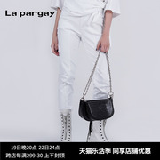 纳帕佳高腰长款小脚裤2024春季女式黑白色个性时尚设计感裤子
