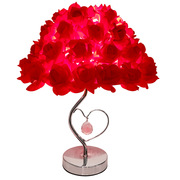 新房婚房布置卧室台灯红色玫瑰花装饰喜庆用品浪漫氛围摆件陪嫁