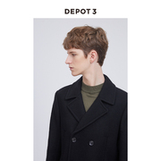 DEPOT3 男装大衣 进口羊毛面料双排扣大翻领海军派克复古大衣外套