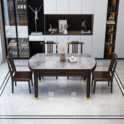 品族岩板餐桌椅组合伸缩折叠新中式简约小户型家用可变圆桌吃饭桌