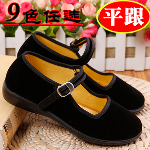 老北京布鞋表演鞋，女童黑色绒面舞蹈鞋防滑软底，幼儿园女童鞋子演出