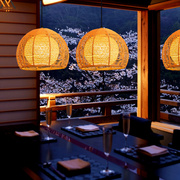 日式麻球藤艺吊灯创意个性手工编织圆形鸟巢饭店餐桌餐厅麻绳灯罩