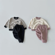 儿童卫衣套装春秋季韩版男女婴童字母长袖休闲服洋气外出棒球服
