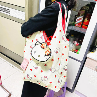  日本三丽鸥凯蒂猫哆啦A梦可折叠可爱环保购物袋拎袋附收纳袋