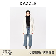 DAZZLE地素奥莱23春法式白色粗线针织中长款毛衣开衫外套