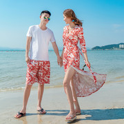 三亚沙滩裙长裙海边度假情侣装蜜月套装连衣裙泡温泉罩衣两件套夏