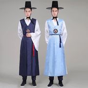男士古装韩服传统宫廷官服韩服长袍朝鲜少数民族服装演出服装