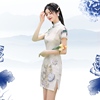 中国风文艺优雅短款少女，连衣裙2024苏州仿真丝改良小个子旗袍