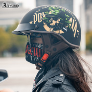 复古头盔国标3c认证哈雷半盔瓢盔碳纤维，夏季男女电动摩托机车美式