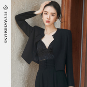 fuyao扶摇时髦小众国潮，中式风圆领，短款小西装外套女显瘦气质
