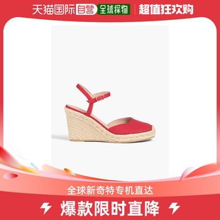 香港直邮stuartweitzman女士mykonos帆布，坡跟麻底鞋