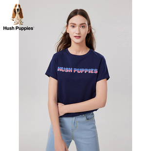 Hush Puppies暇步士女装夏季字母印花纯棉短袖T恤HD-22339D