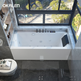 欧凯伦亚克力浴缸家用按摩冲浪恒温小户型成人卫生间浴盆1.2-1.8m