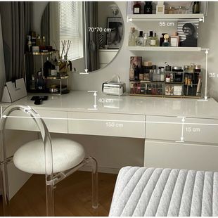 轻奢全实木钢琴烤漆梳妆台，现代简约卧室，化妆桌奶油白定可制色