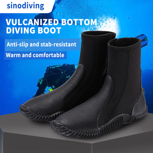 跨境潜众潜水鞋5mm男女款水肺厚底靴浮潜保暖防割靴子高筒鞋