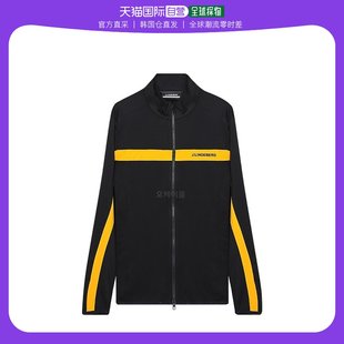 韩国直邮j.lindeberg运动夹克，外套黑拼黄色立领，拉链舒适休闲百搭