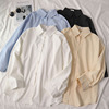 纯色大码女装200斤宽松长袖衬衫学生春季韩版设计感衬衣上衣