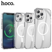 HOCO浩酷 磁吸系列气囊防摔保护壳适用iPhone13苹果14/15Pro max透明TPU磁圈手机充电壳