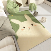 仿羊绒儿童地毯卧室床边毯卡通，绿色可爱儿童房，榻榻米房间厚地垫冬