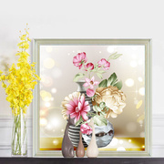玫瑰花瓶十字绣2023线绣客厅，自己绣简单时尚，艺术植物花卉小件