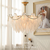 法式全铜珍珠羽毛吊灯复古水晶，美式轻奢客厅，灯卧室餐厅设计师灯具