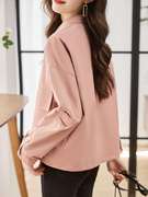 粉红色炸街工装短外套秋装2023女士风衣韩版宽松长袖上衣夹克
