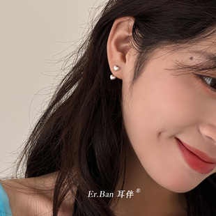 甜美爱心耳钉2024小众耳环韩系设计高级感纯银银针耳饰女