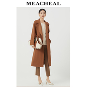 MEACHEAL米茜尔秋季焦橙色羊毛混纺风衣时尚休闲女式风衣外套