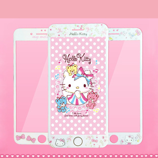 hellokittyiphone77plus全屏覆盖钢化玻璃，膜苹果8plus手机彩膜