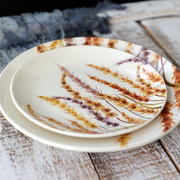 麦穗系8寸法式清新陶瓷菜碗菜盘家用深盘沙拉碗碗套装微波炉