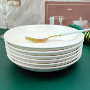 盘子菜盘家用2024陶瓷白色釉(白色釉)下彩餐具，商用炒菜碟子8寸盘9磁盘