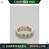 香港直邮shay女士，翠绿色18k玫瑰金戒指