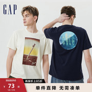 Gap男女装夏季纯棉亲肤短袖T恤运动休闲情侣装简约上衣671439