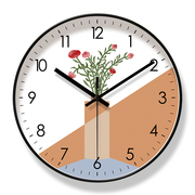 易普拉(易普拉)6402挂钟清新花卉，客厅钟表简约时钟，挂表卧室静音扫秒石英钟