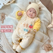 0一3月婴儿冬装2新生宝宝，冬季6秋冬款带连脚，加厚棉服包脚连体衣服