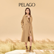 佩拉戈pelago纯骆驼绒，双排扣长款女士高端品牌外套，手缝大衣双面呢