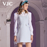 VJC/威杰思春夏女装吊带小香粗花呢甜美气质修身连衣裙