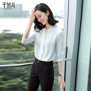 雪纺衬衫女长袖2022韩版正装时尚气质职业装白色休闲寸衣ol