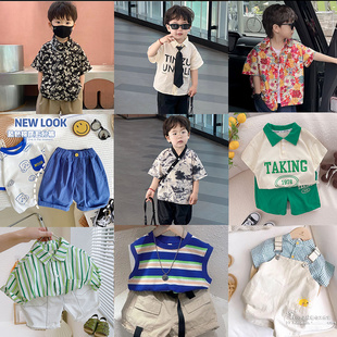 (夏季6件组合)男童，洋气套装韩版2024纯棉，小童夏季宝宝衣服潮