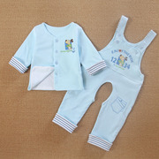1岁婴儿春装纯棉背带裤两件套装女款0一12个月6秋装男宝宝衣服季
