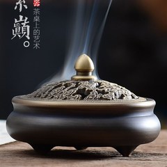 速发香炉家用室内小号香薰炉仿古塔香檀香炉纯黄铜供佛居室沉香盘