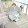 婴儿三层保暖2件套秋冬季纯棉，高腰护肚分体，对开宝宝夹棉套装外穿