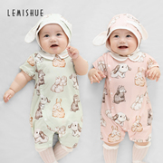 LEMISHUE乐咪鼠女宝宝衣服夏季薄款兔子新生儿哈衣外出婴儿连体衣