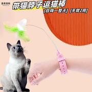 宠物逗猫棒挂脖猫项圈逗猫玩具，猫咪自嗨解闷神器钢丝羽毛逗猫棒