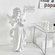 欧式复古石膏娃娃桌面创意雕塑小摆件白色天使树脂人物家居装饰品
